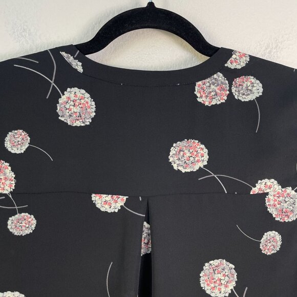 Daniel Rainn Top Womens Small Floral Dandelion Blouse 3/4 Roll Tab Sleeve Shirt - Picture 8 of 8